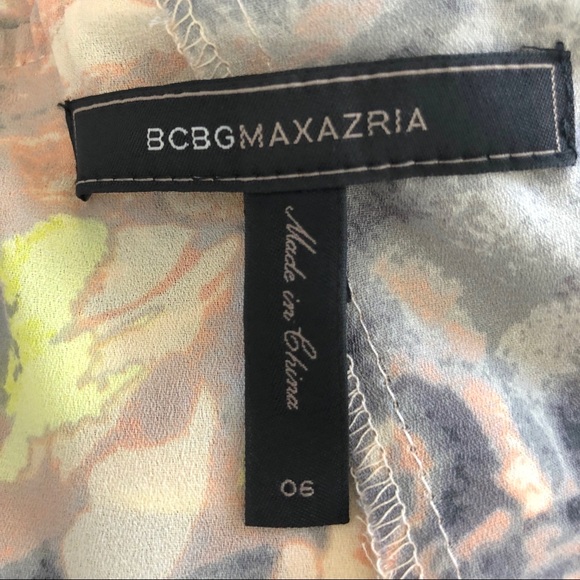 BCBGMaxAzria Clarissa Floral Asymmetric Hem Cocktail Dress Yellow Sz 6 - Picture 8 of 9